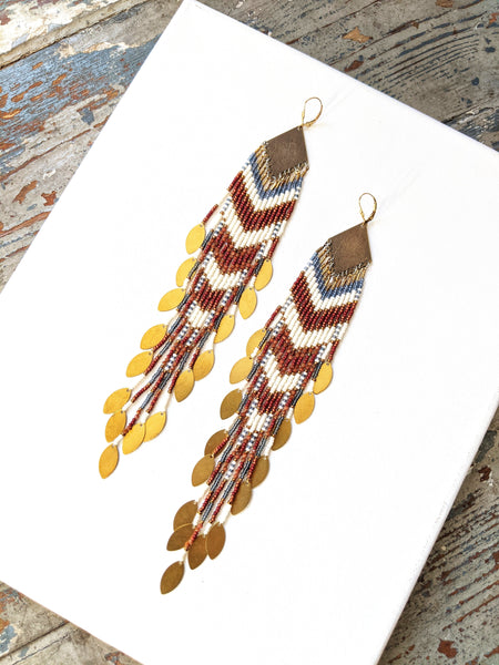 Alicia Sandstone Leaves Beaded Earrings