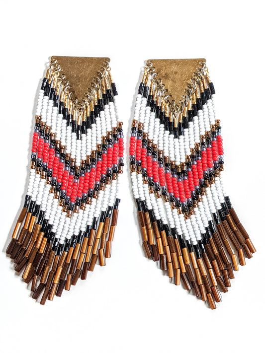 Juana Coral Red Chevron Earrings