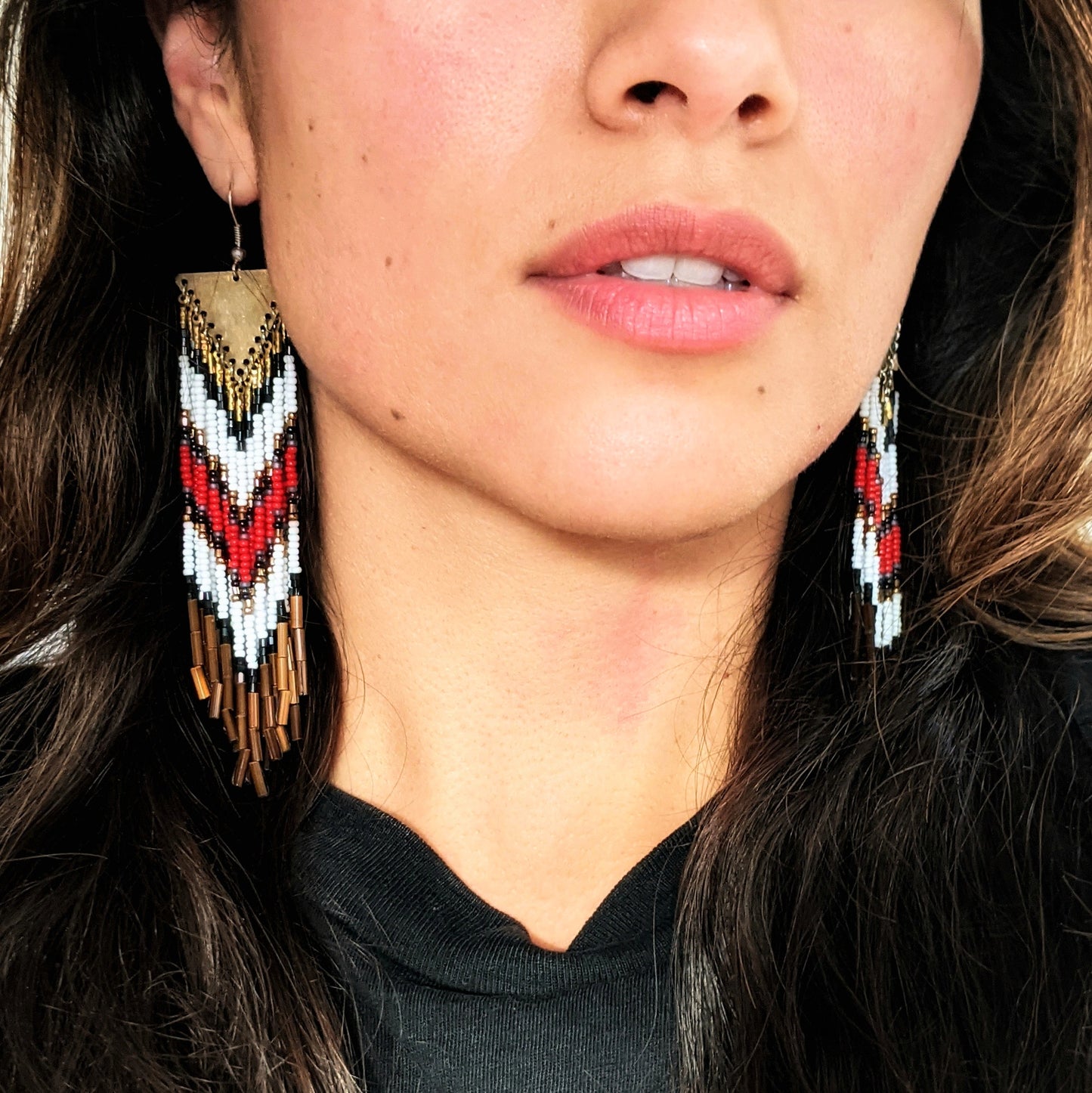 Juana Coral Red Chevron Earrings