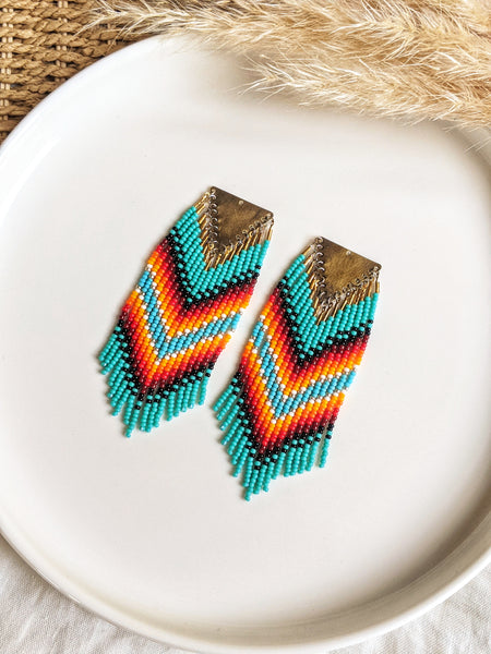 Boucles d'oreilles autochtones classiques Ha'a Turquoise