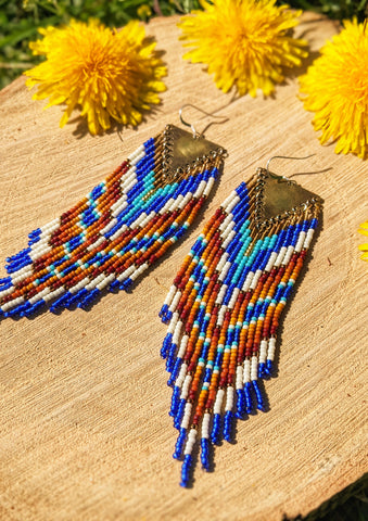 Grandin Electric Blue Beaded Earrings