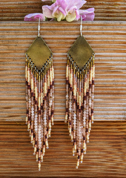 Sita Peach Moonstone Beaded Earrings