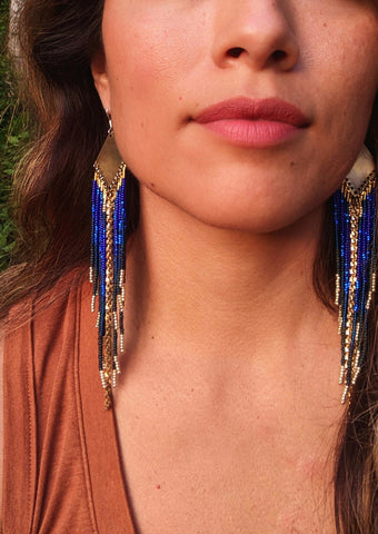 Sylvia Deep Ocean Blue Beaded Earrings