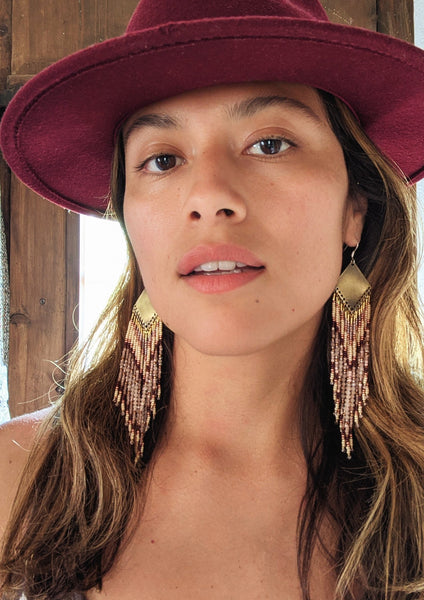 Sita Peach Moonstone Beaded Earrings