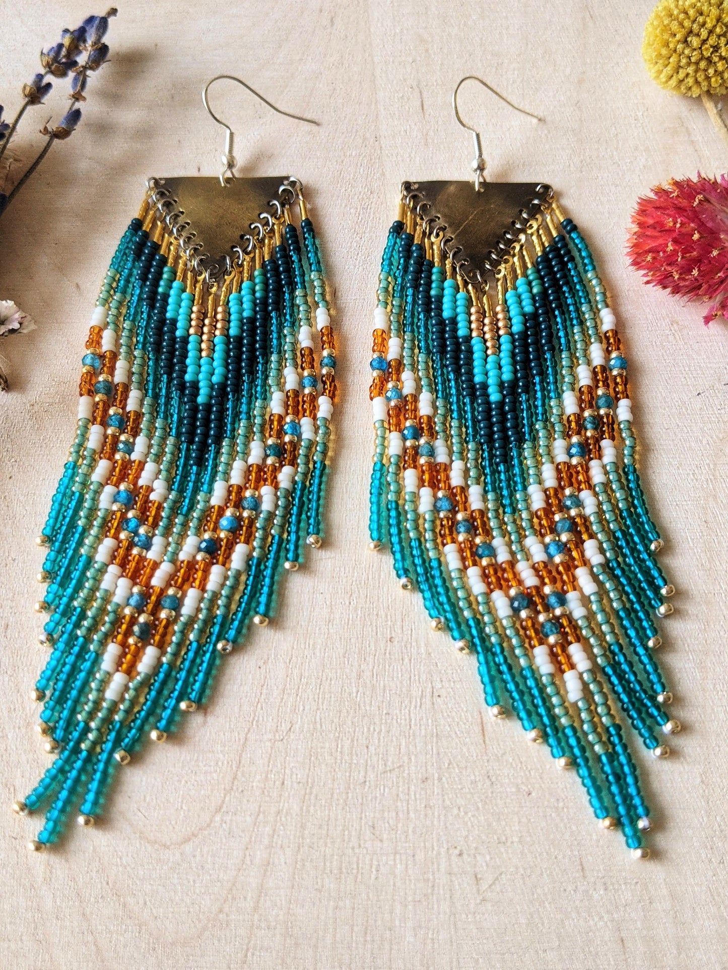Littlefeather Apatite Teal Beaded Earrings