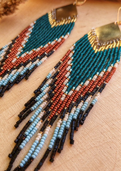 JLO Teal & Black Spinel Beaded Earrings