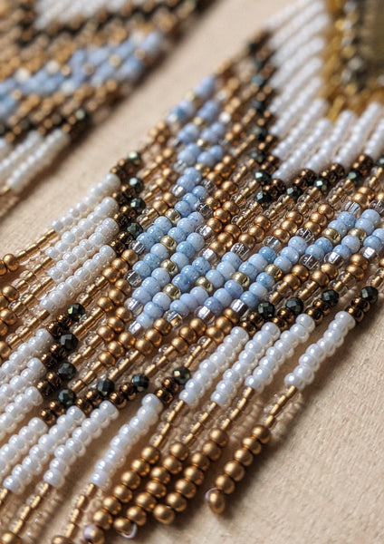 Boucles d'oreilles Zaha marbrées bleu et bronze