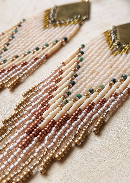 Sona Peach Turquoise Beaded Earrings