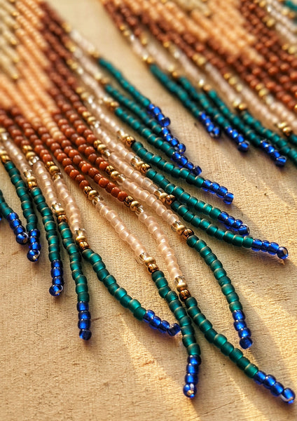 Boucles d'oreilles en perles bleu sarcelle Mardini Sisters
