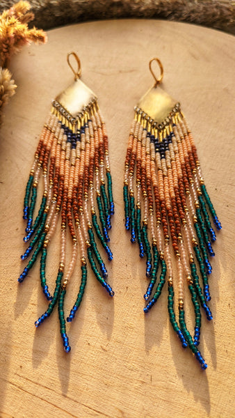 Boucles d'oreilles en perles bleu sarcelle Mardini Sisters