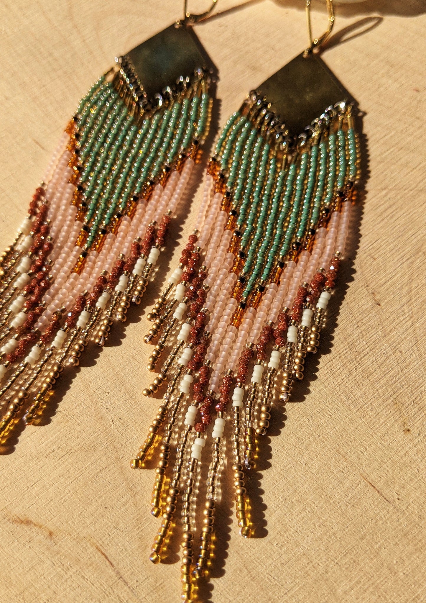 Sade Green & Sandstone Beaded Earrings