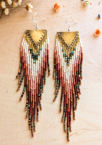Mia Coral Turquoise Beaded Earrings