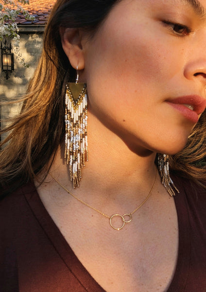 Boucles d'oreilles Zaha marbrées bleu et bronze