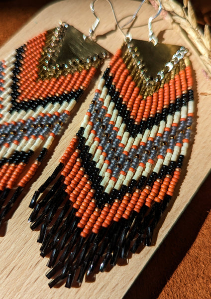 Berta Coral Orange Beaded Earrings
