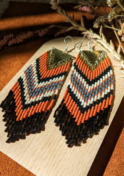 Berta Coral Orange Beaded Earrings