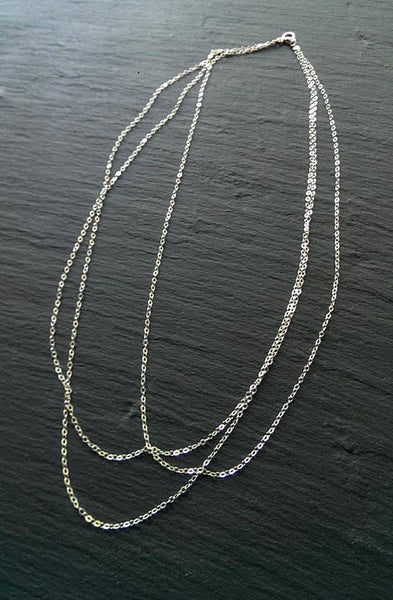 Moon & Milk- Sterling silver multi strand necklace